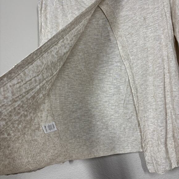 Leo & Sage Womens Size Small Open Back Top Shirt Tan Crew Neck Long Sleeves - Picture 9 of 9